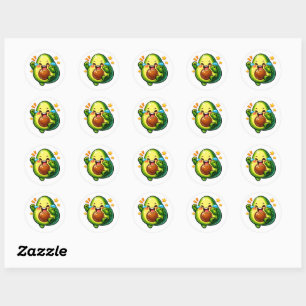 cute avocado sticker, laughing tears of joySticker Classic Round Sticker