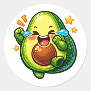 cute avocado sticker, laughing tears of joySticker Classic Round Sticker