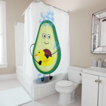 Cute Avocado Take A Shower Cartoon