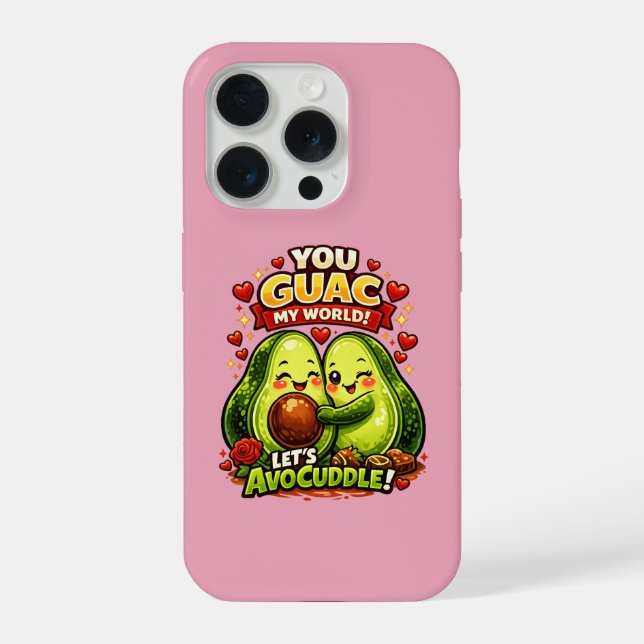 Cute Avocado Valentine’s Love Design, kawaii Love iPhone Case (Back)