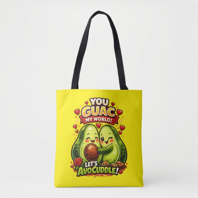 Cute Avocado Valentine’s Love Design, kawaii Love Tote Bag (Front)