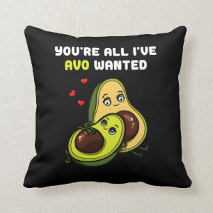 Cute Avocado Vegan Avo Wanted Joke Cushion