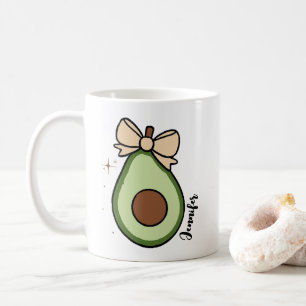 Cute avocado with cute bow personalised name coffee mug