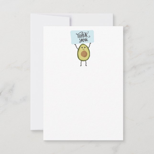 Cute Avocado with sign thank you RSVP Card (Front)
