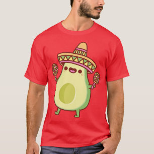 Cute Avocado With Sombrero Hat And Maracas T-Shirt