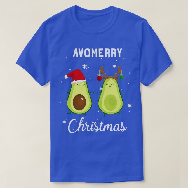 Cute Avocado Xmas Gift Idea Funny Avo Merry Christ T-Shirt (Design Front)