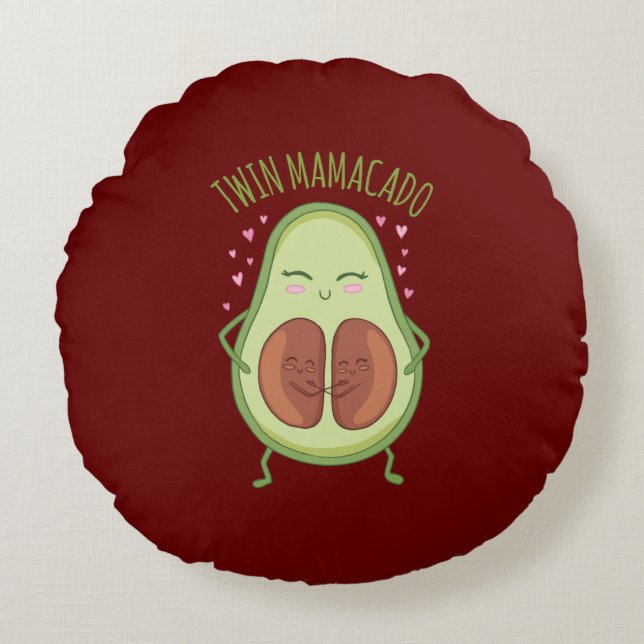 Cute Avocado Young Mummy Round Cushion (Front)