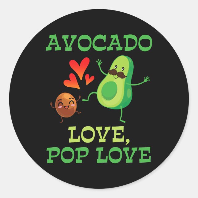 Cute Avocados Dancing Together Avocado Love Pop Lo Classic Round Sticker (Front)