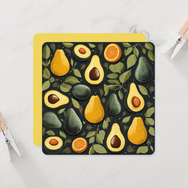 Cute avocados flat card (Front/Back In Situ)