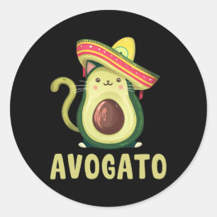 Cute Avogato Funny Cinco De Mayo Cat Avocado Kids  Classic Round Sticker