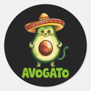 Cute Avogato Sombrero Cat Funny Cinco De Mayo Wome Classic Round Sticker