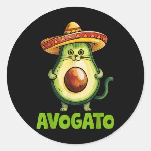 Cute Avogato Sombrero Cat Funny Cinco De Mayo Wome Classic Round Sticker