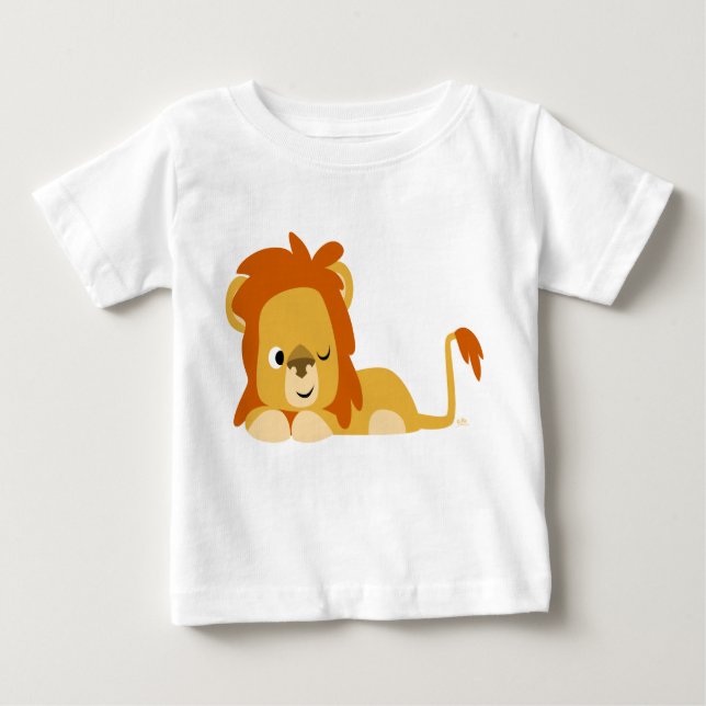Cute Awake Cartoon Lion Children T-shirt (Front)