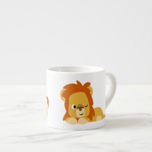 Cute Awake Cartoon Lion Espresso Cup