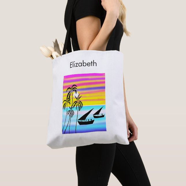 Cute Awesome and elegant Coastal Sailing Tote Bag (Close Up)
