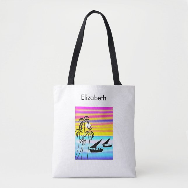 Cute Awesome and elegant Coastal Sailing Tote Bag (Front)