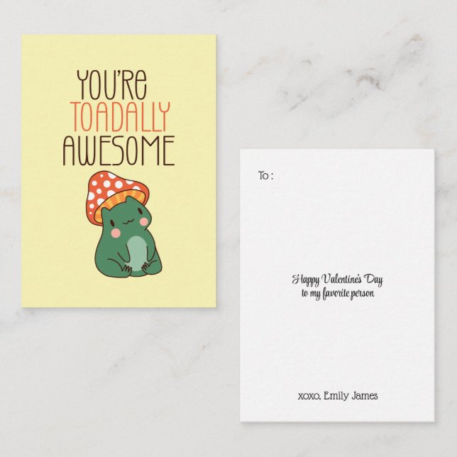 Cute Awesome Frog Pun Funny Kids Valentine's Day Card (Front/Back)