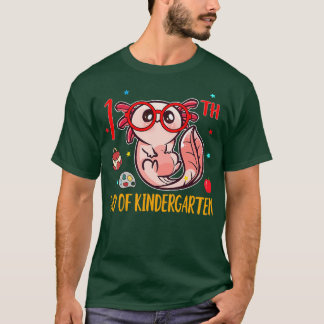 Cute Axolotl 100th Day Of Kindergarten Funny 100 D T-Shirt