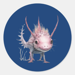 Cute Axolotl Art Classic Round Sticker