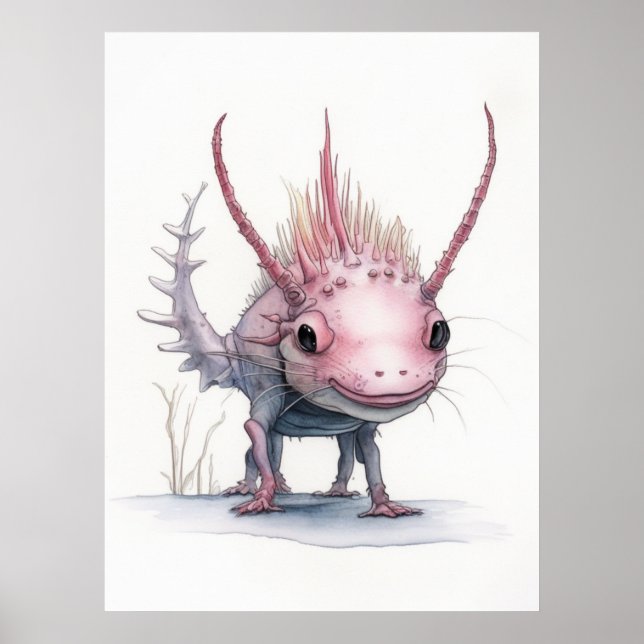 Cute Axolotl Art:  Poster (Front)