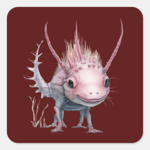 Cute Axolotl Art Square Sticker