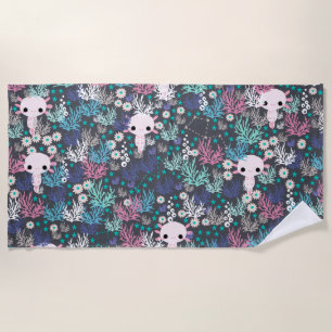 Cute Axolotl Beach Towel