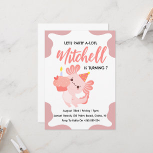 Cute Axolotl birthday axolotl birthday invitations