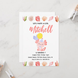 Cute Axolotl birthday axolotl birthday invitations