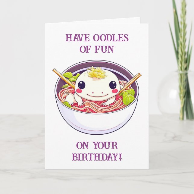 Cute Axolotl Birthday + Colouring Page Inside Card (Front)