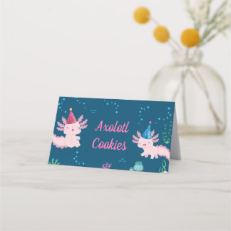 Cute Axolotl Birthday Food Labels Place Card