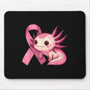 Cute Axolotl Breast Cancer Awareness Pink Ribbon O Mouse Pad