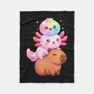 Cute axolotl capybara rainbow dumpling funny fleece blanket