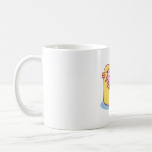 Cute Axolotl Chilling On Duck Pool Float Drinking Coffee Mug