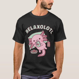 Cute Axolotl Chilling With Handphone Relaxolotl Fu T-Shirt