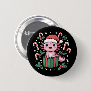 Cute Axolotl Christmas Animal Amphibian Holiday 6 Cm Round Badge