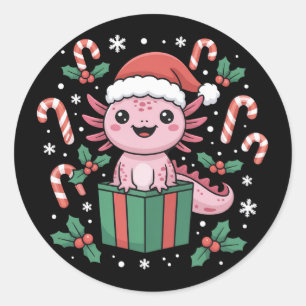 Cute Axolotl Christmas Animal Amphibian Holiday Classic Round Sticker