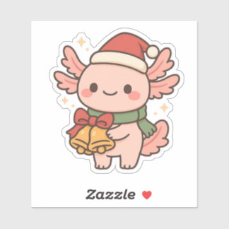 Cute Axolotl Christmas Bells Sticker