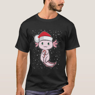Cute Axolotl Christmas Candy Cane Funny Salamander T-Shirt