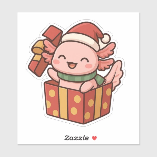 Cute Axolotl Christmas Gift Sticker (Sheet)