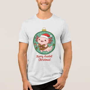 Cute Axolotl Christmas Ornament Unisex T-Shirt Tri-Blend Shirt