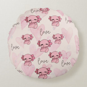 Cute axolotl christmas  round cushion