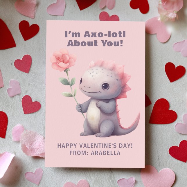 Cute Axolotl Classroom Valentine Card (Cute Axolotl Classroom Valentine Card)