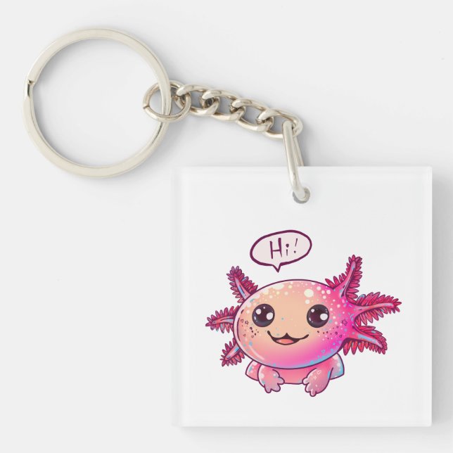Cute Axolotl Comic in cartoon style Key Ring (Front)