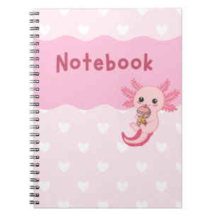 Cute Axolotl Drinking Bubble Tea Notebook 