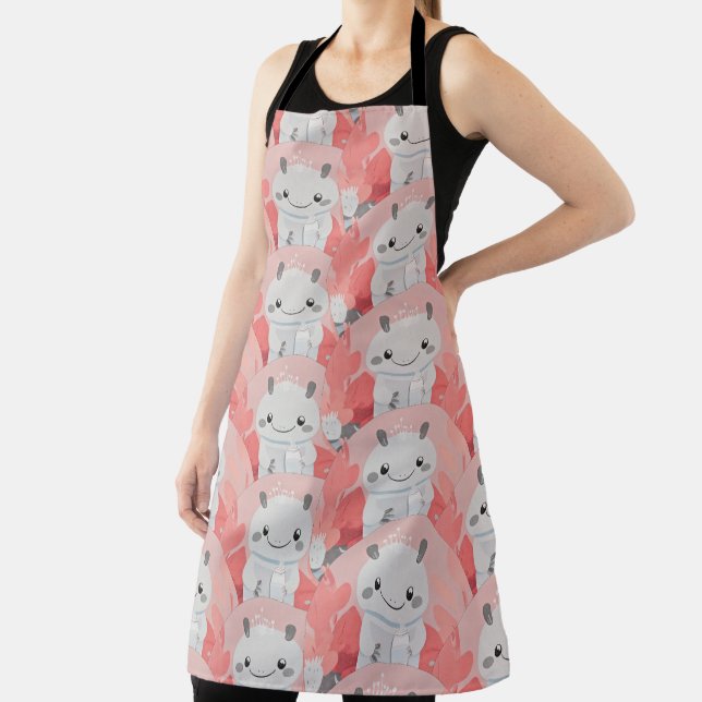 Cute Axolotl Drinking Milk Apron (Insitu)