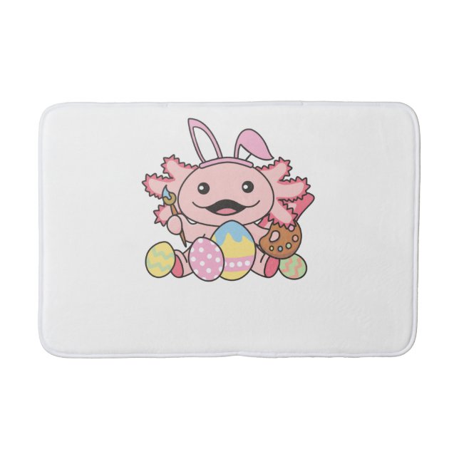 Cute Axolotl Easter With Easter Eggs As Easter Bath Mat (Front)
