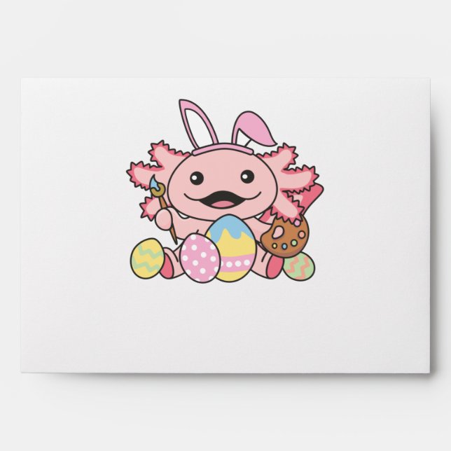 Cute Axolotl Easter With Easter Eggs As Easter Envelope (Front)