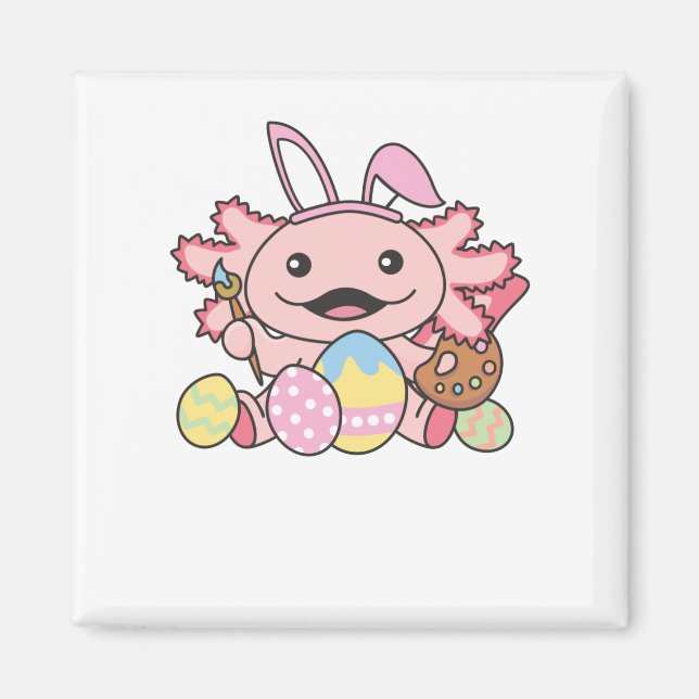 Cute Axolotl Easter With Easter Eggs As Easter Magnet (Front)