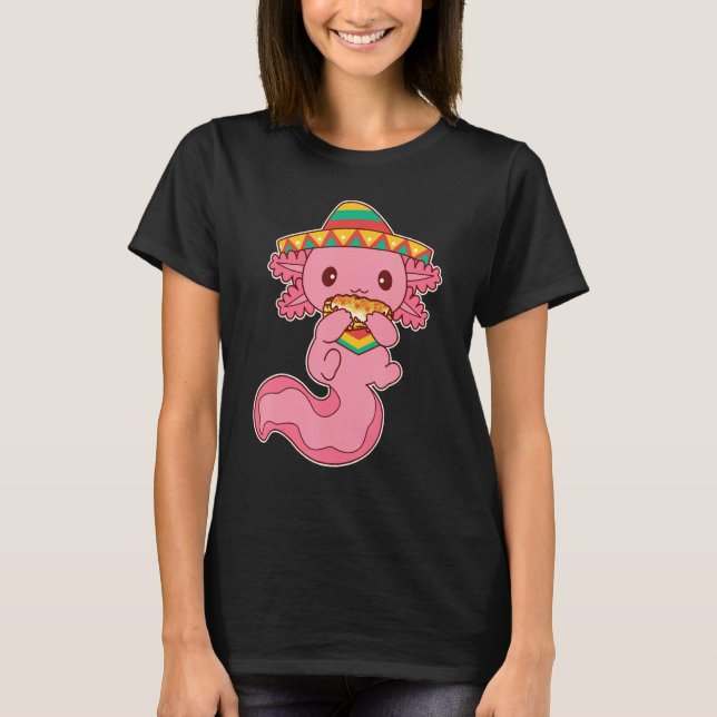 Cute Axolotl Eating Elote Grilled Mexican Street C T-Shirt (Front)