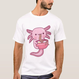 Cute Axolotl Eating Japanese Ramen Noodles T-Shirt